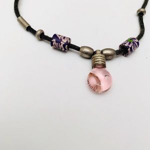Religious Clear Pink Pendant Beaded Necklace